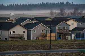 Houses in Foggy Morning Light